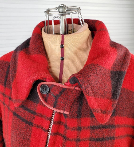 1960's Wool Plaid Hunting Jacket. LARGE Styled Fo… - image 4