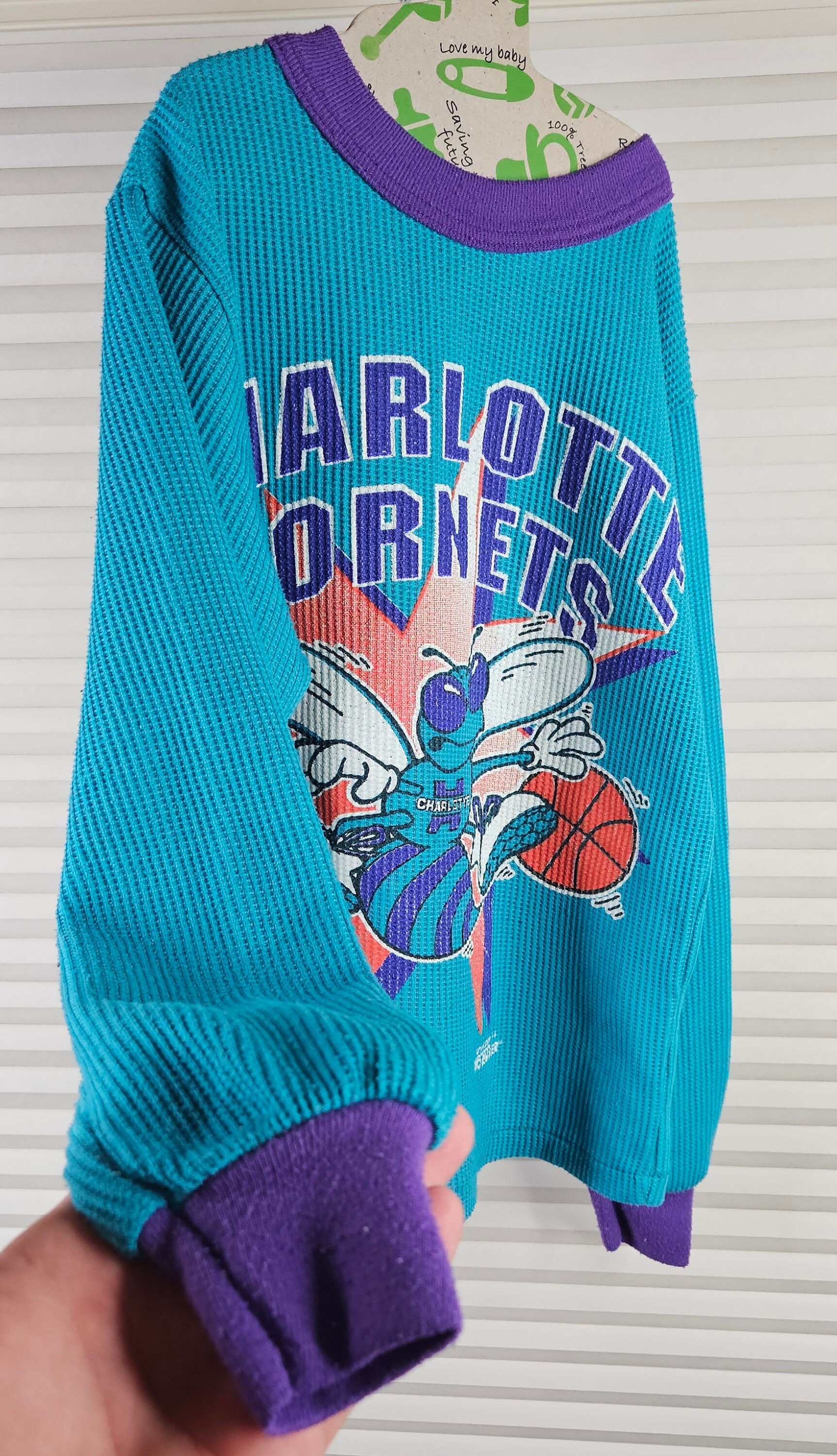 90sNBA ホーネッツバスケチームロゴ半袖Tシャツブラック黒XL