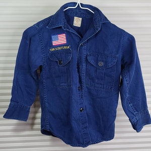 Vintage 1950&#39;s Cub Scout Button Up With USA Patch. Sanforized. Piece of Fashion and Cultural History.