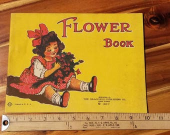 1927, Flower Book Coloring Book. Vintage Animal Outline Drawings. Blank Pages. Thick Antique Paper. Draw Your Dreams.