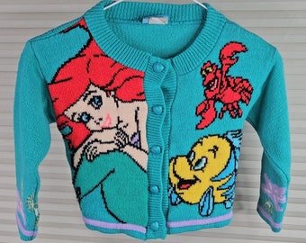 Little Mermaid 1990's Sizs 4 Kids Colorful Cardigan