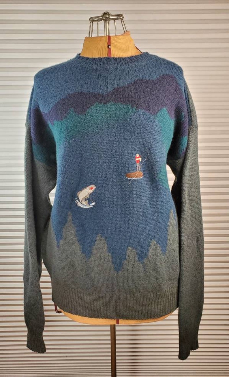 MEDIUM RARE 1960/'s Vintage Pendleton Fishing Sweater Epic Piece of American History.