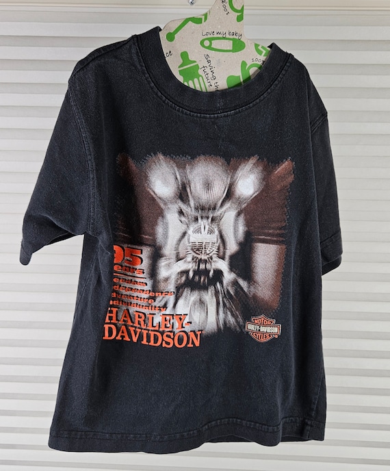 Harley Davidson Size 6 1990's Kids Tee. Blurred Ha