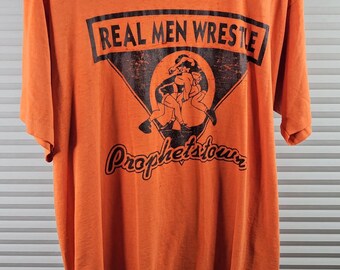 Wrestling 1990's Herren Großes 'Real Men Wrestle' Distressed Atmungsaktives T-Shirt