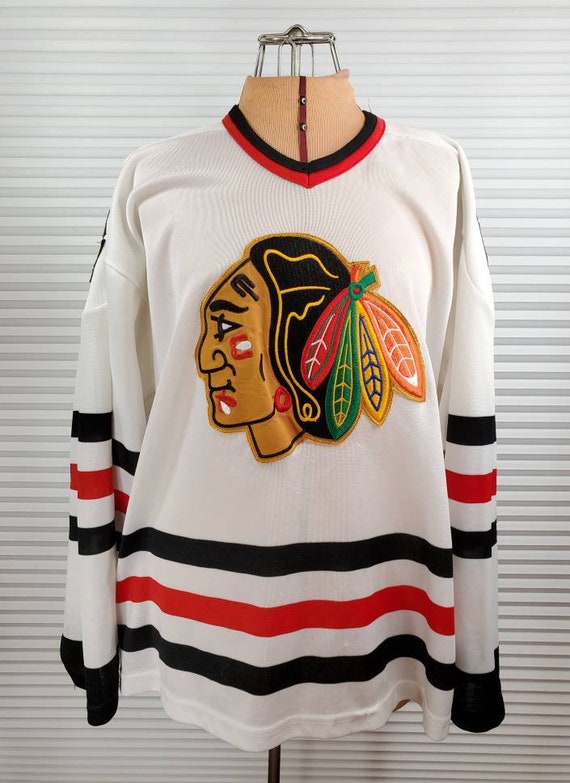 CCM Chicago Blackhawks Men's Red Long Sleeve Jersey Crew Top