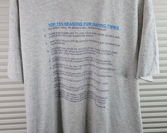 1992 Top 10 Reasons To Have Twins Men's XL Vintage Single Stitch Tee