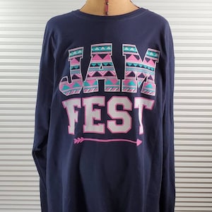 90&#39;S JAM FEST LARGE Long Sleeve Shirt. The Perfect Party/Concert Piece of Vintage Clothing. Jam in Hippity Style.