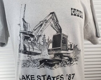 1980's Lake States '87 CASE Screen Stars Tee With Construction Graphic.