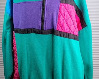 Casual Isle 1980's Colorful 3/4 Zip Swearshirt. Small Stain Dots on One Sleeve. See photos. Awesome Comfy Front Pockets.