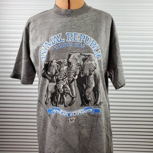 1991 Deadstock Endangered African Elephant Survival Gear Tshirt.