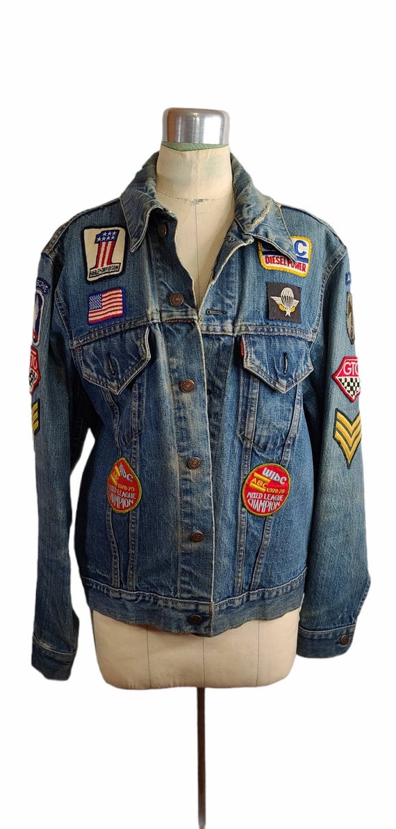 Levis Vintage Big E Jacket W/ Harley Davidson Pat… - image 2