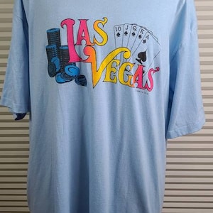 Vintage 80&#39;s XL Las Vegas Thin Breathable T Shirt. Wearable History.