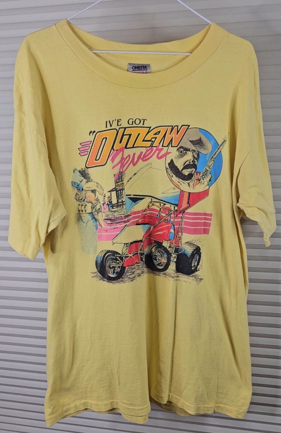 1987 Men's XL 'Outlaw Fever' Western Racing Tee