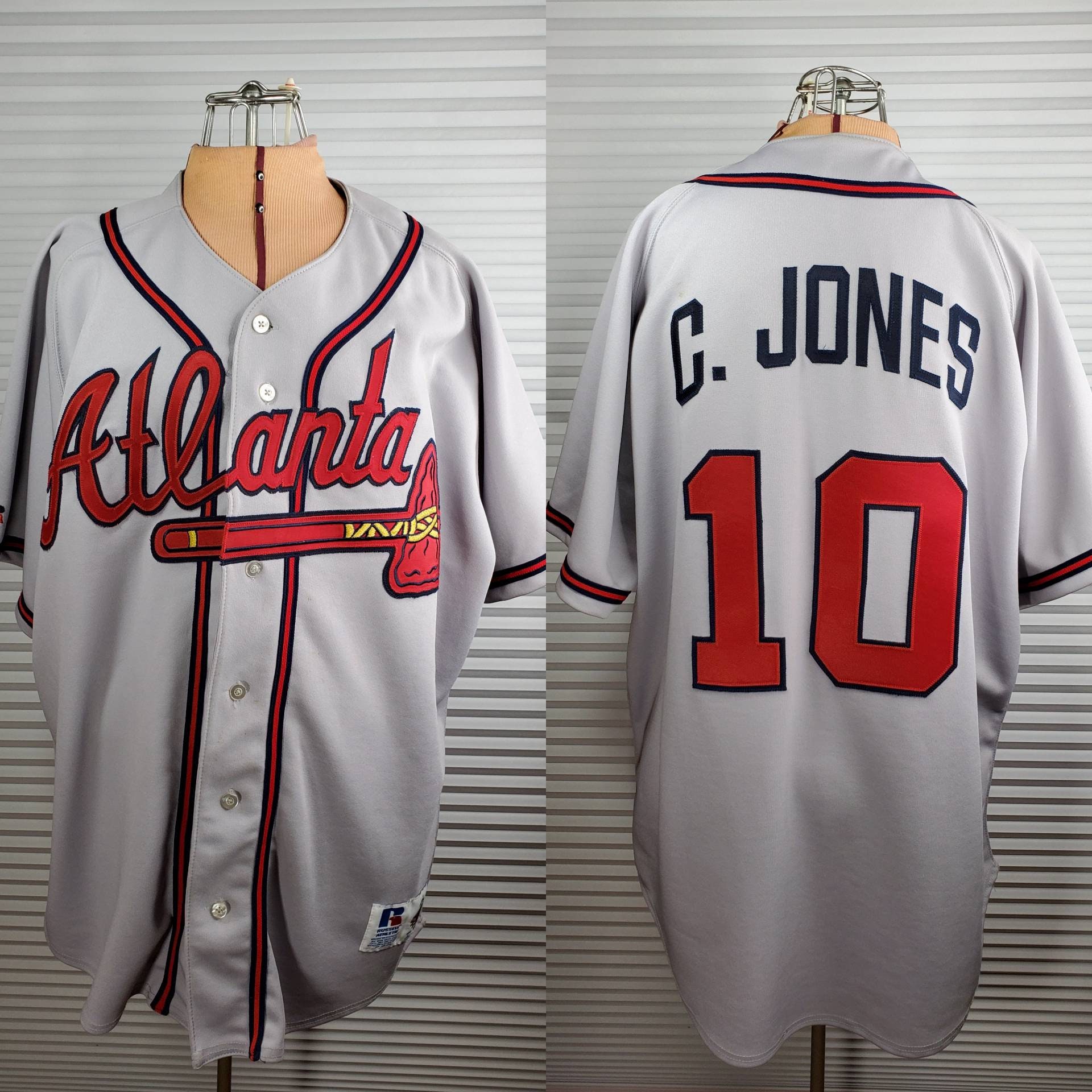 TWO Chipper Jones Jerseys. Authentic Hall of Famer. Size 48
