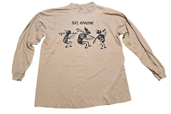 90s Men's XL Touched by Time Ski Apache Long Sleeve Thrashed