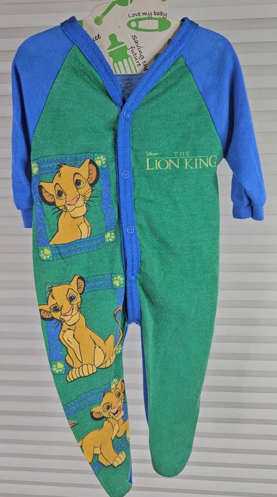 Lion King 0-3 Months 1990's Infant Button Up Onesi