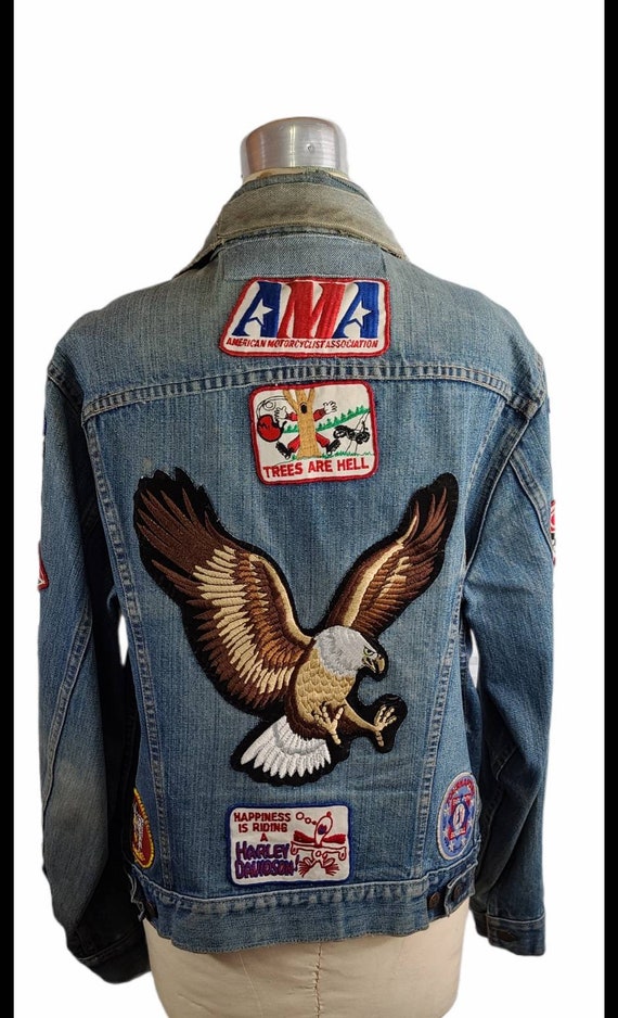 Levis Vintage Big E Jacket W/ Harley Davidson Pat… - image 1