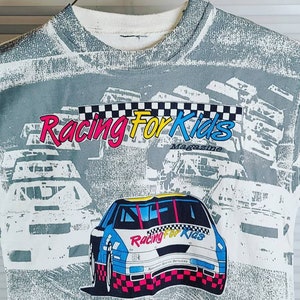 Vintage Racing For Kids Magazine All Over Print Single Stitch Eye-Catching Attention Grabbing T Shirt.