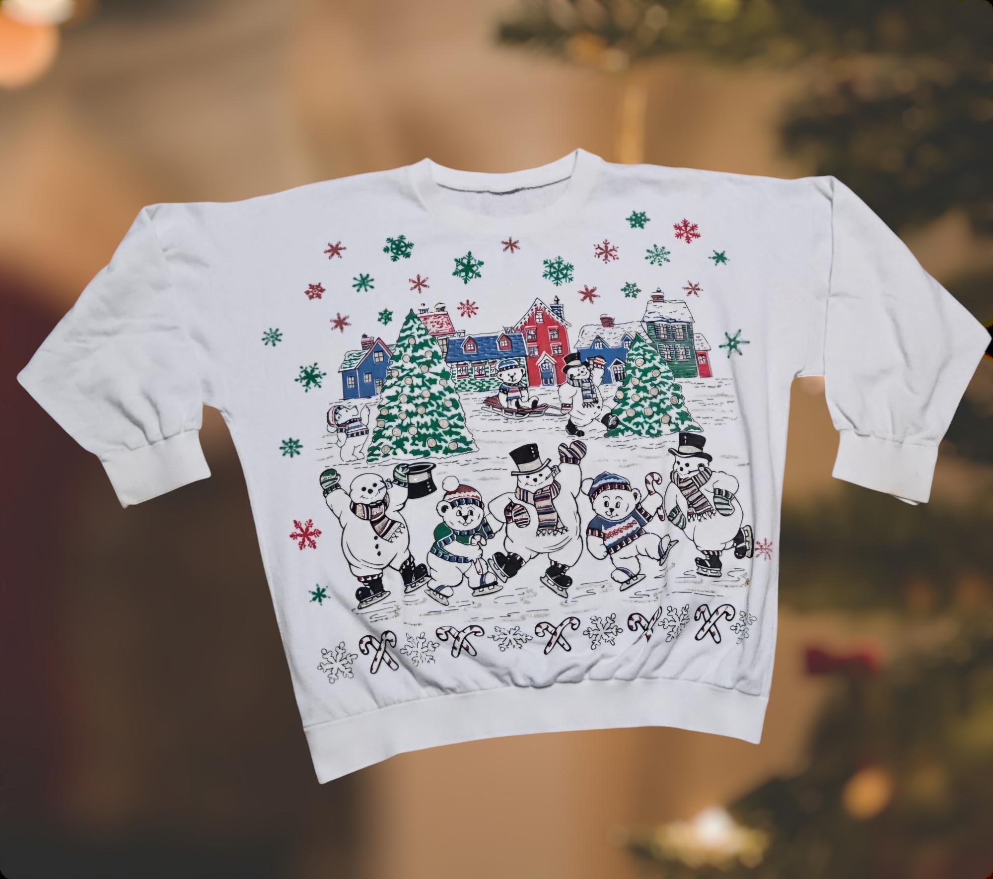 Vintage Medium 1980s Snowman Festive High Energy Crewneck