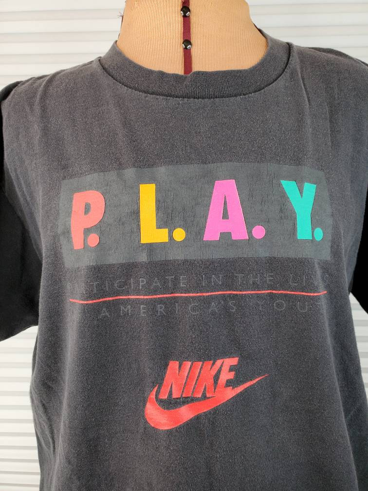 1989-1994 Nike P.L.A.Y. T-shirt. Participate in the Lives of America's  Youth. Rare Piece of Clothing History. Age Wear Pit Marking. - Etsy