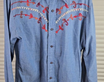 Western 1970's Men's Large Button Up Shirt