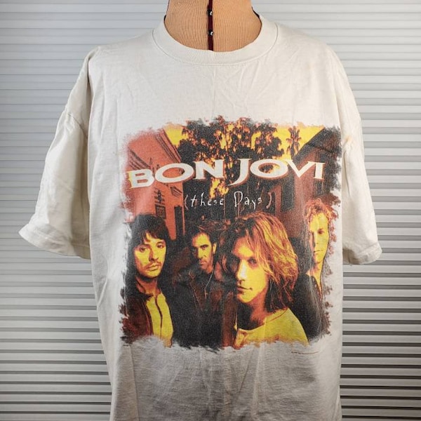 1995 Bon Jovi 'These Days' XL Band T-shirt. Brockum Worldwide Tag. Minor Unaffecting Markings, As Pictured. Epic Piece of Music History.