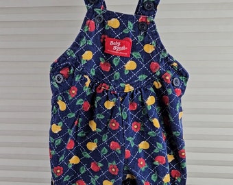 Baby B'Gosh Size 3-6 Month Vintage Apples, Pears, and Flowers Print Overalls