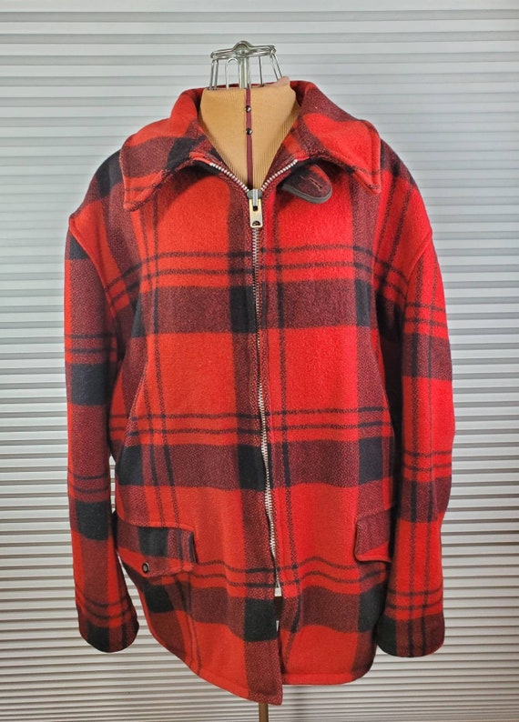 1960's Wool Plaid Hunting Jacket. LARGE. Styled F… - image 1