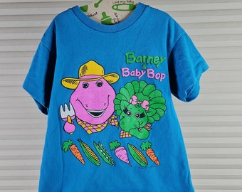 Barney And Baby Bop 1994 Vintage 5-6 Kids Single Stitch Soft T Shirt