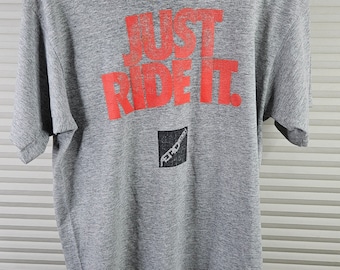 90's Nike Parody Men's Large 'Just Ride It' Aerostitch Gear Thin Faded Single Stitch T-Shirt