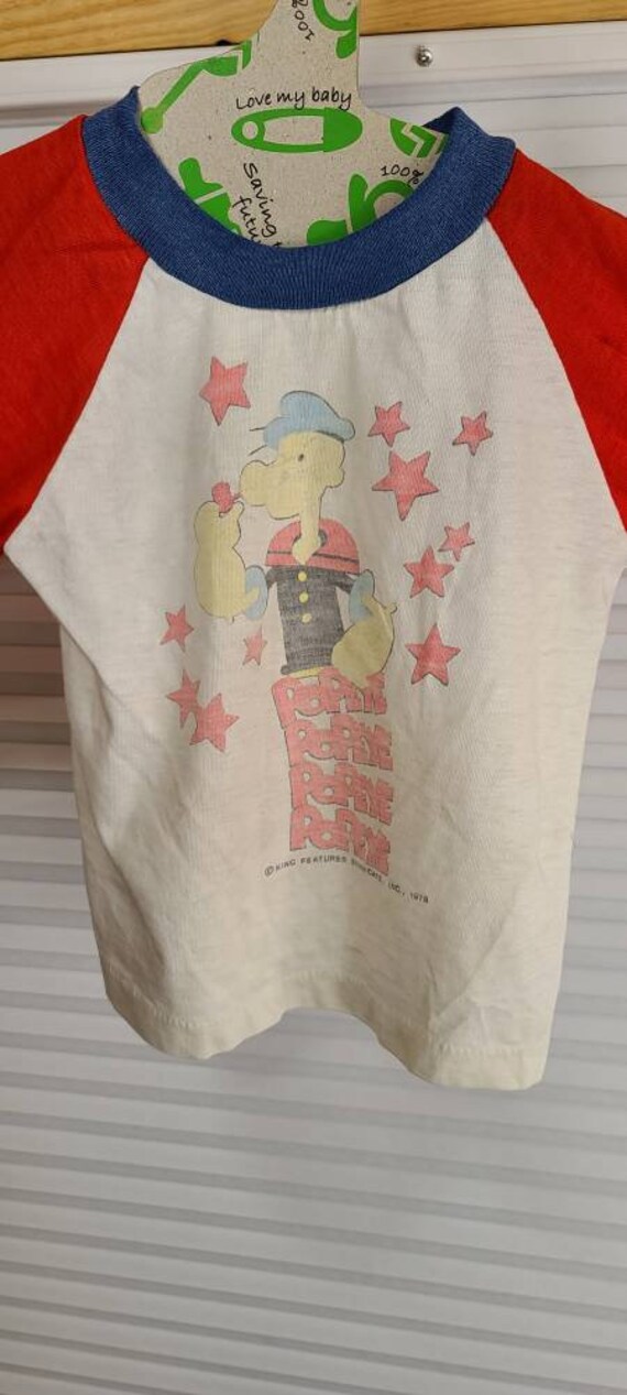 Dat Thirft　　　　　　　　【Ｖｉｎｔａｇｅ７０’ｓ】ＰＯＰＥＹＥ 1970s Vintage Popeye Graphic T Shirt || M || Baby Blue
