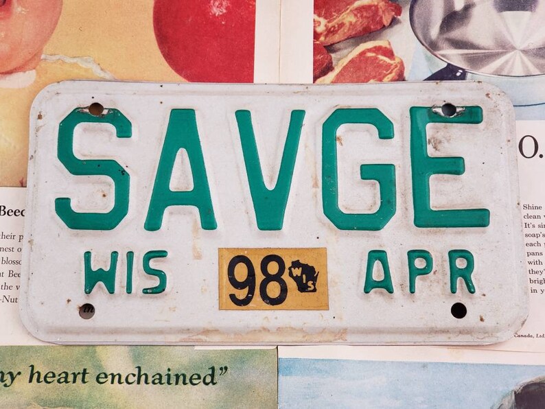 Vintage Cheeky Savage Personalized License Plate From Vintage Cheeky Savage Personalized License Plate From Image 0