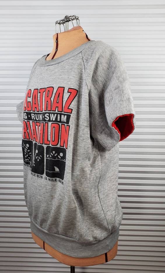 T-shirt Vintage Alcatraz Sharkfest Swim 1993 – Taille L, Gris Chiné, Fruit Of The Loom