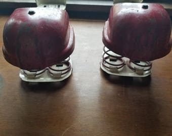 Vintage Well Made Adjustable Metal Pogo Shoes. Hilarious and Eclectic. Perfect Pair of Shoes to Hippity Hop Around History With.