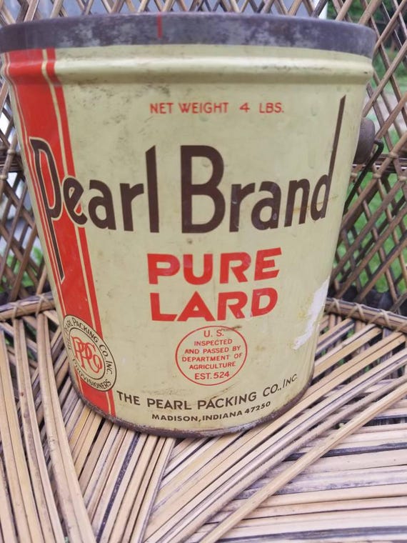 Antique Rare Pearl Brand Pure Lard Tin Net Weight 4 LBS. the Etsy