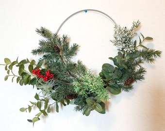 Modern Floral Hoop Wreath