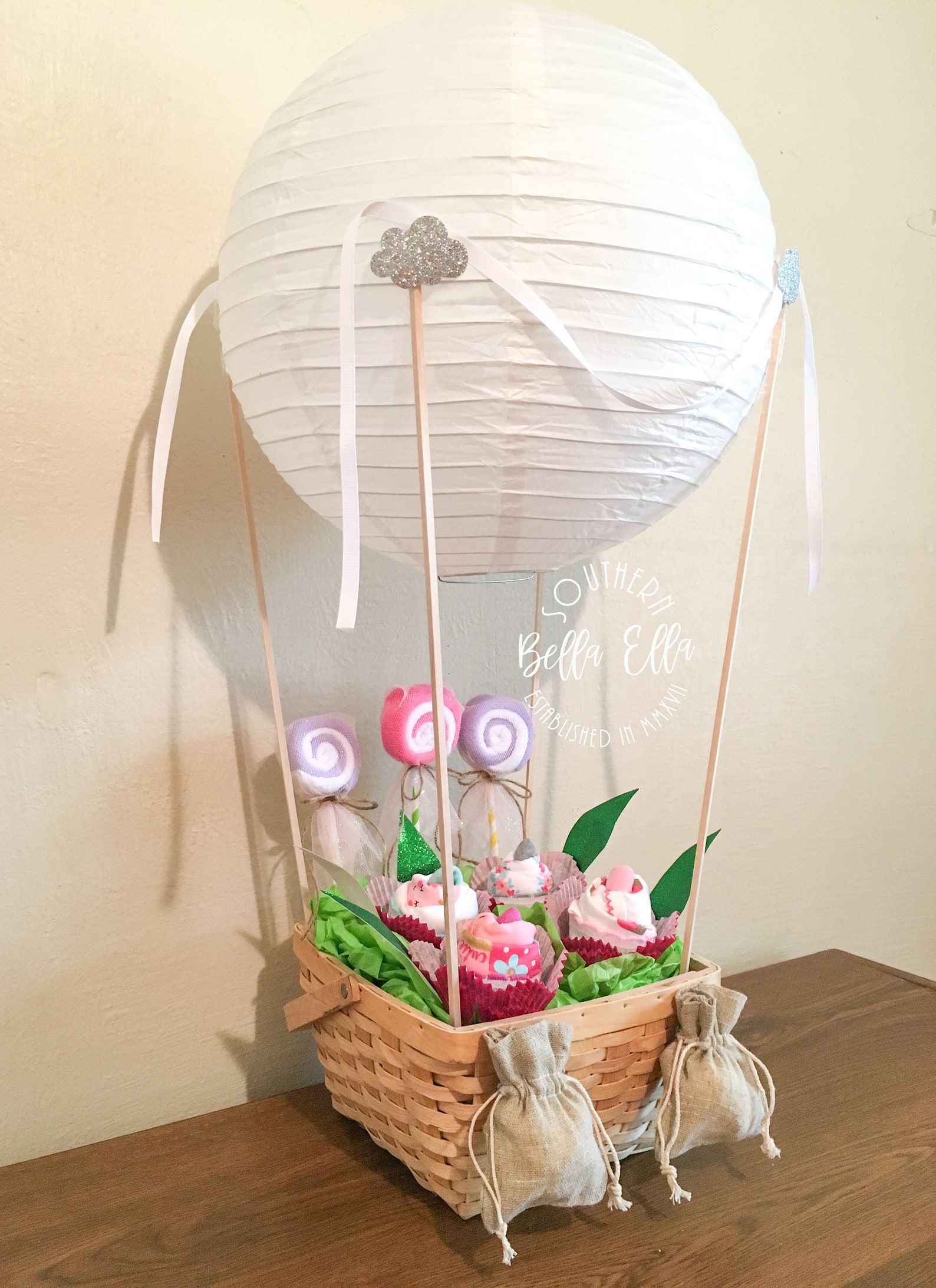 Hot Air Balloon Gift Basket Baby Shower Gift Centerpiece Etsy