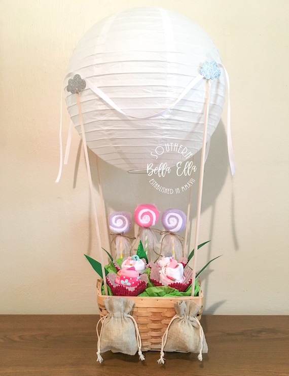 baby shower hot air balloon basket