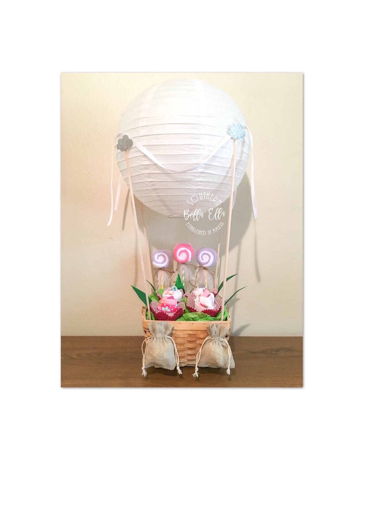 Hot Air Balloon Gift Basket Baby Shower Gift Centerpiece Etsy