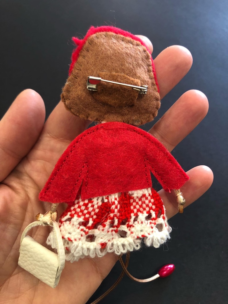 Textile Doll Brooch Gift for her Gift for girl Gift for mum Gift for bridesmaid Decoration Handmade brooch