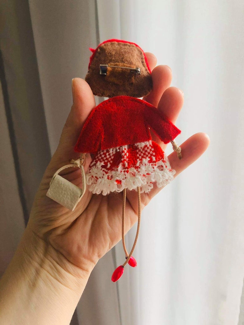 Textile Doll Brooch Gift for her Gift for girl Gift for mum Gift for bridesmaid Decoration Handmade brooch