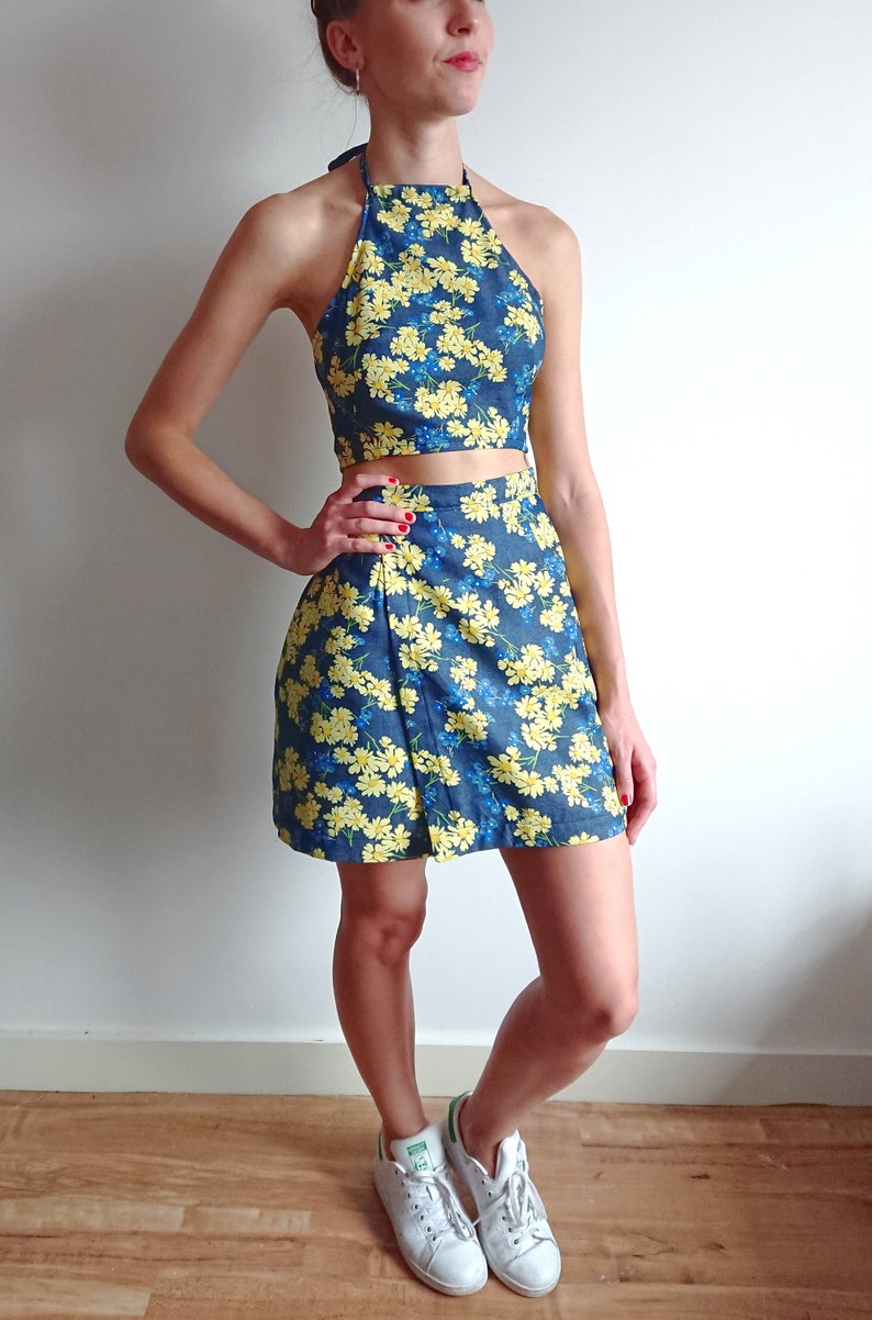 yellow denim co ord set