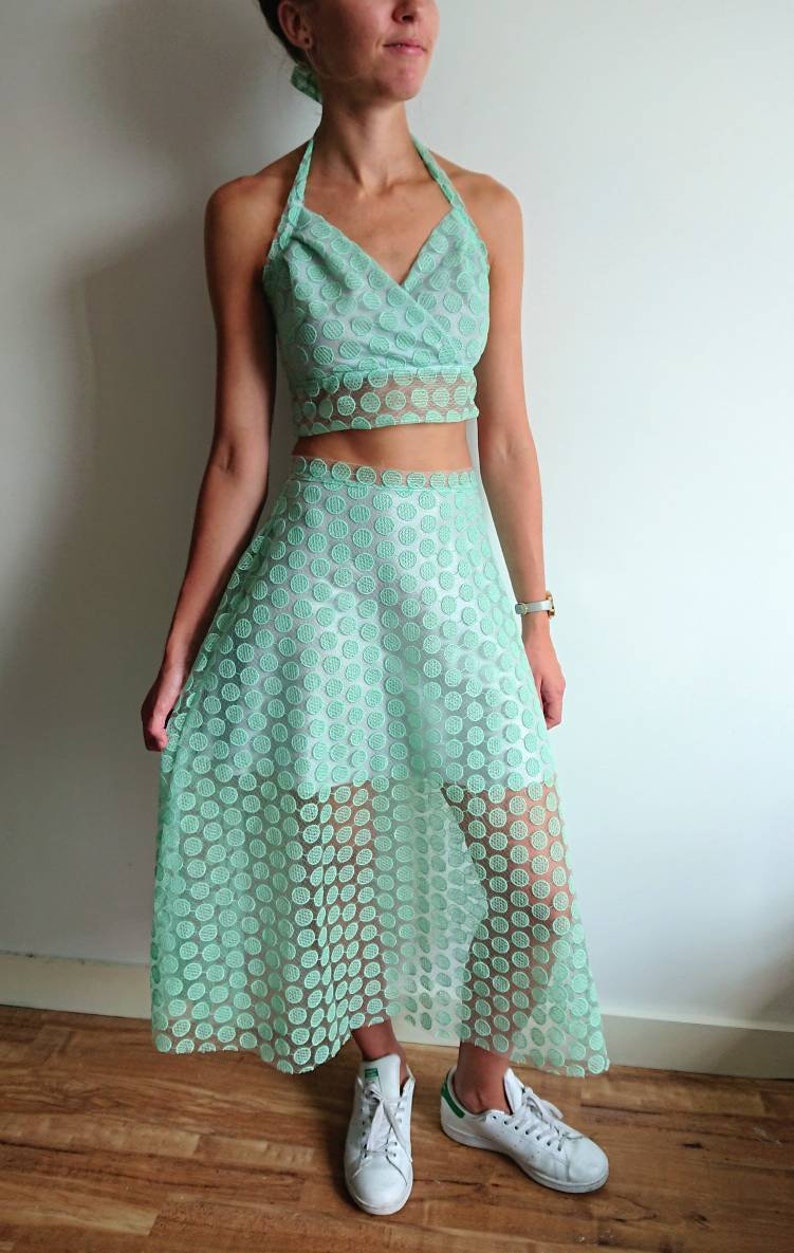 Mint Green Embroidered Co Ord Set Womens Two Piece Outfit Etsy