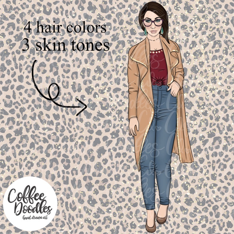 Bold City Chic Collection Inspired Inspired Clipart Fashion Girl Clip Art Illustration Planner Stickers Digital Artwork Planner