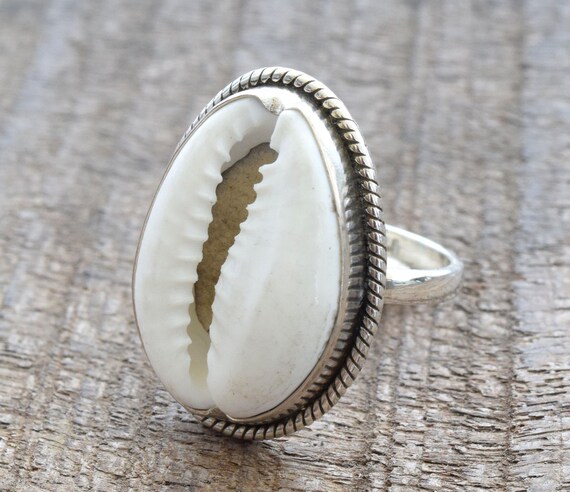 Bague coquillage cauris, bague coquillage cauris, bague en argent