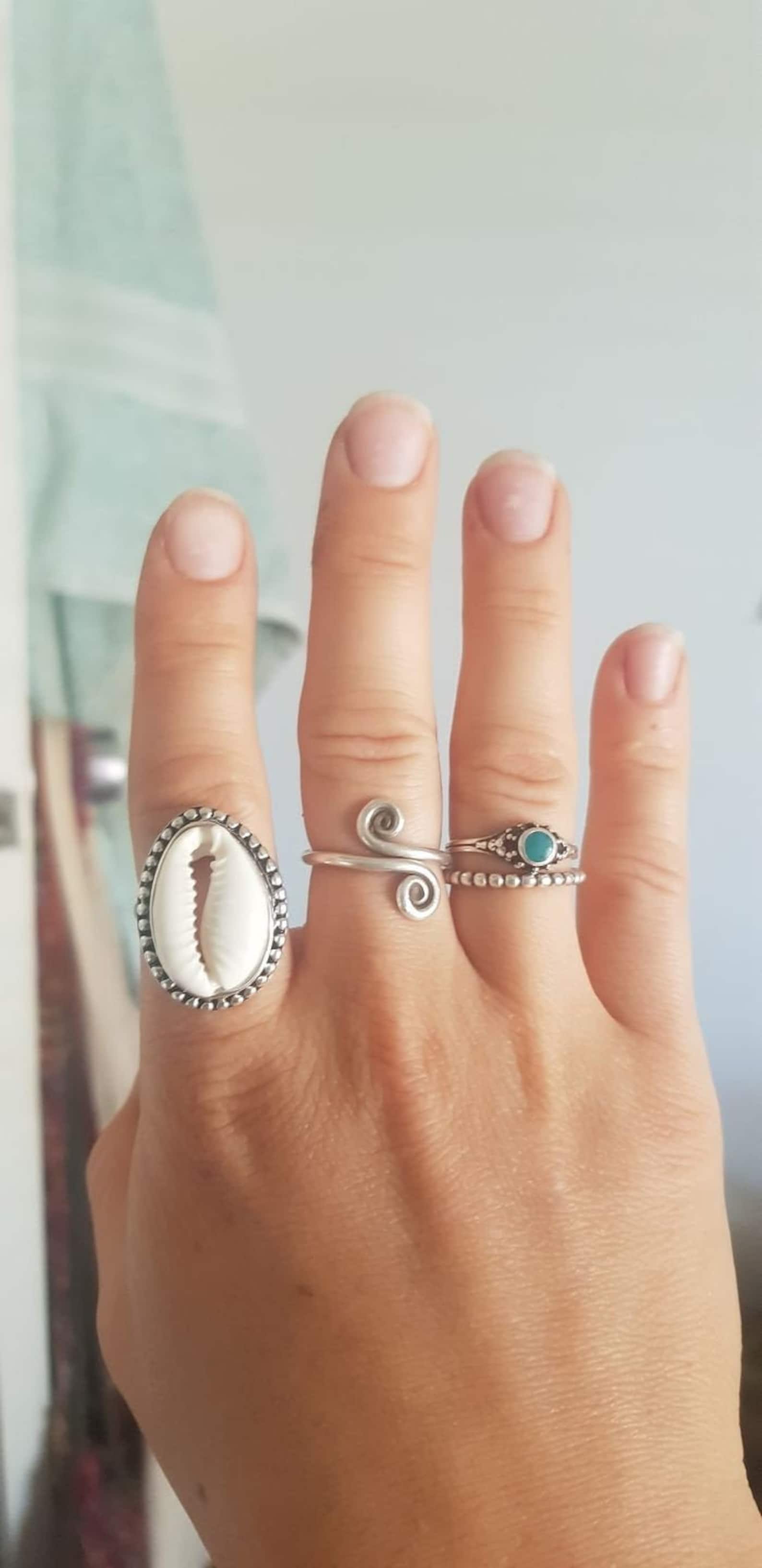 Cowrie Shell Ring, Cowry Shell Ring, Sterling Silver White Cowry Shell ...