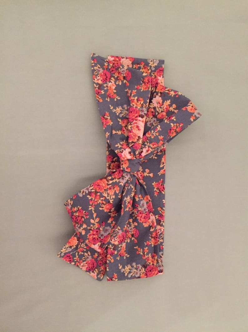Teal Floral Cotton Adult Headband.