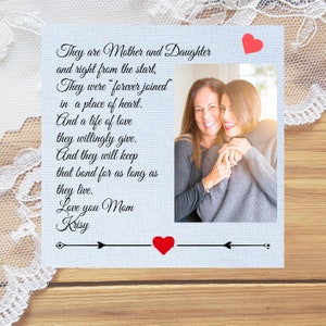 Hochzeitskleid Bild Braut, Mutter und Tochter Geschenk, Braut Geschenk, etwas Altes, etwas Blaues Etikett, personalisiertes Hochzeitskleid Bild