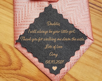 Personalised  Dad tie patch, Tie patch Father of the Bride ,Father of the Groom, Thank You Dad  Wedding Label