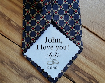 Parche de corbata de papá personalizado, parche de corbata Padre de la novia, Padre del novio, Etiqueta de boda de papá de gracias
